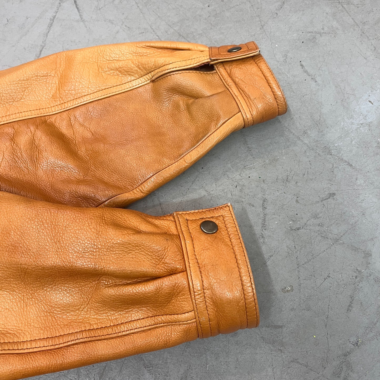 LEATHER JACKET MUSTARD BROWN 80s