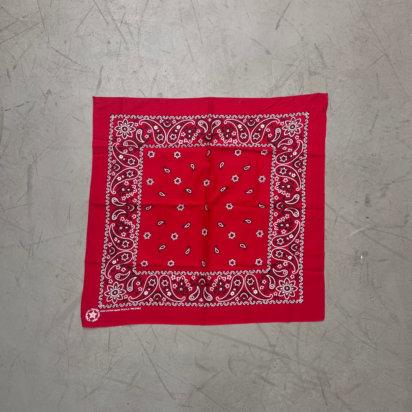 RED PAISLEY BANDANA MADE IN USA EARLY 90s