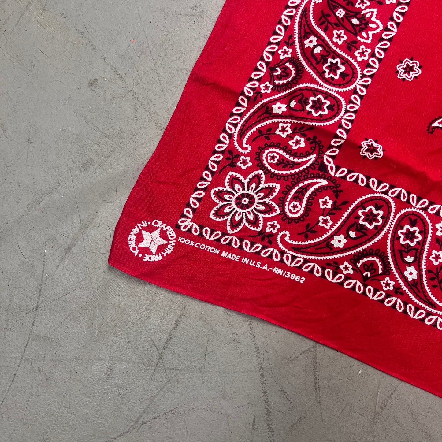 RED PAISLEY BANDANA MADE IN USA EARLY 90s