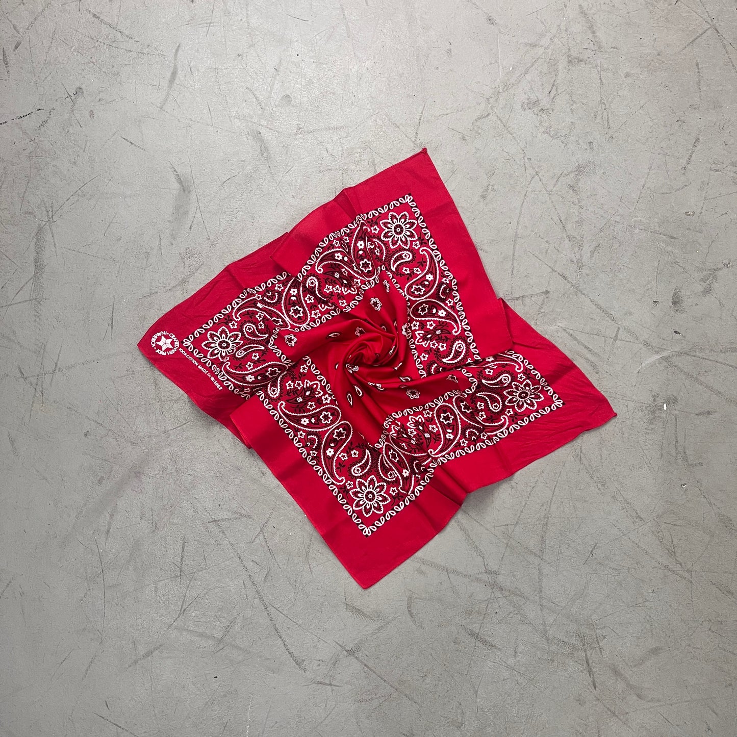RED PAISLEY BANDANA MADE IN USA EARLY 90s