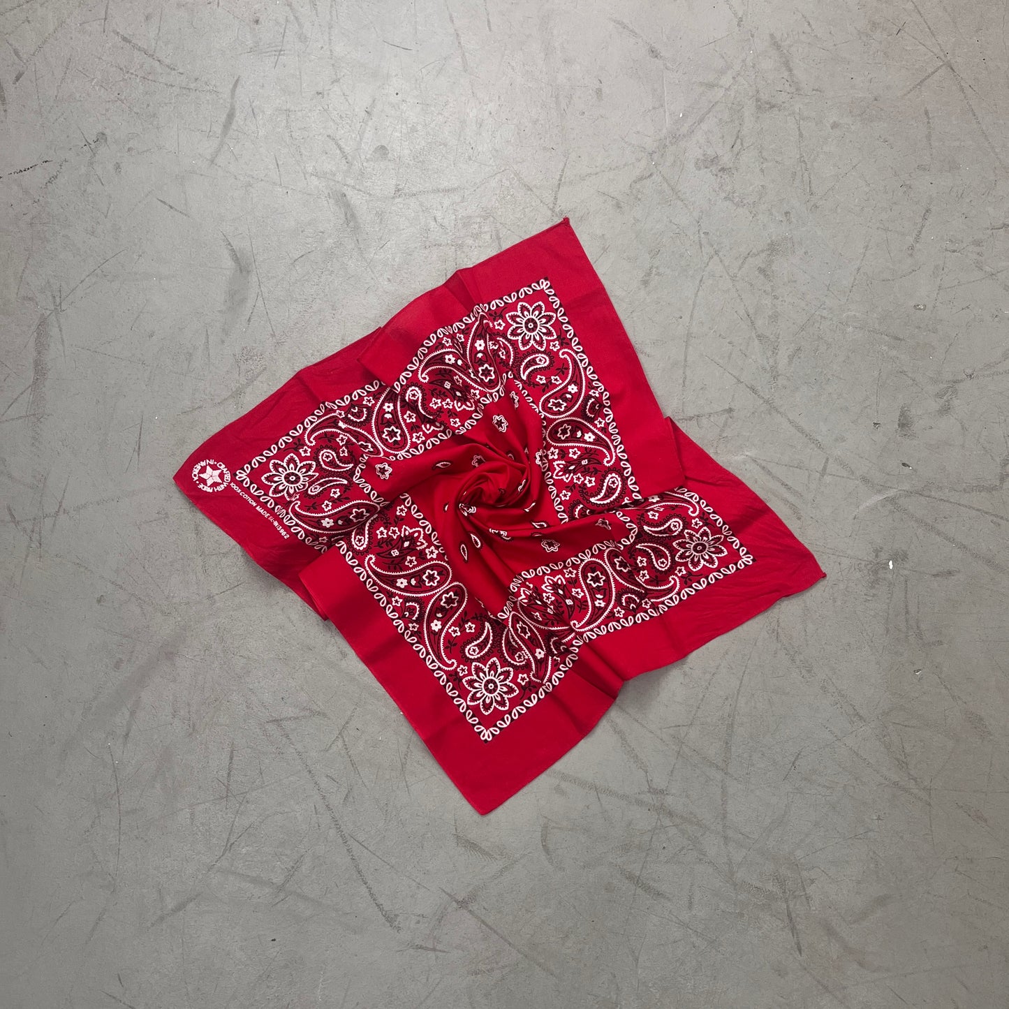 RED PAISLEY BANDANA MADE IN USA EARLY 90s