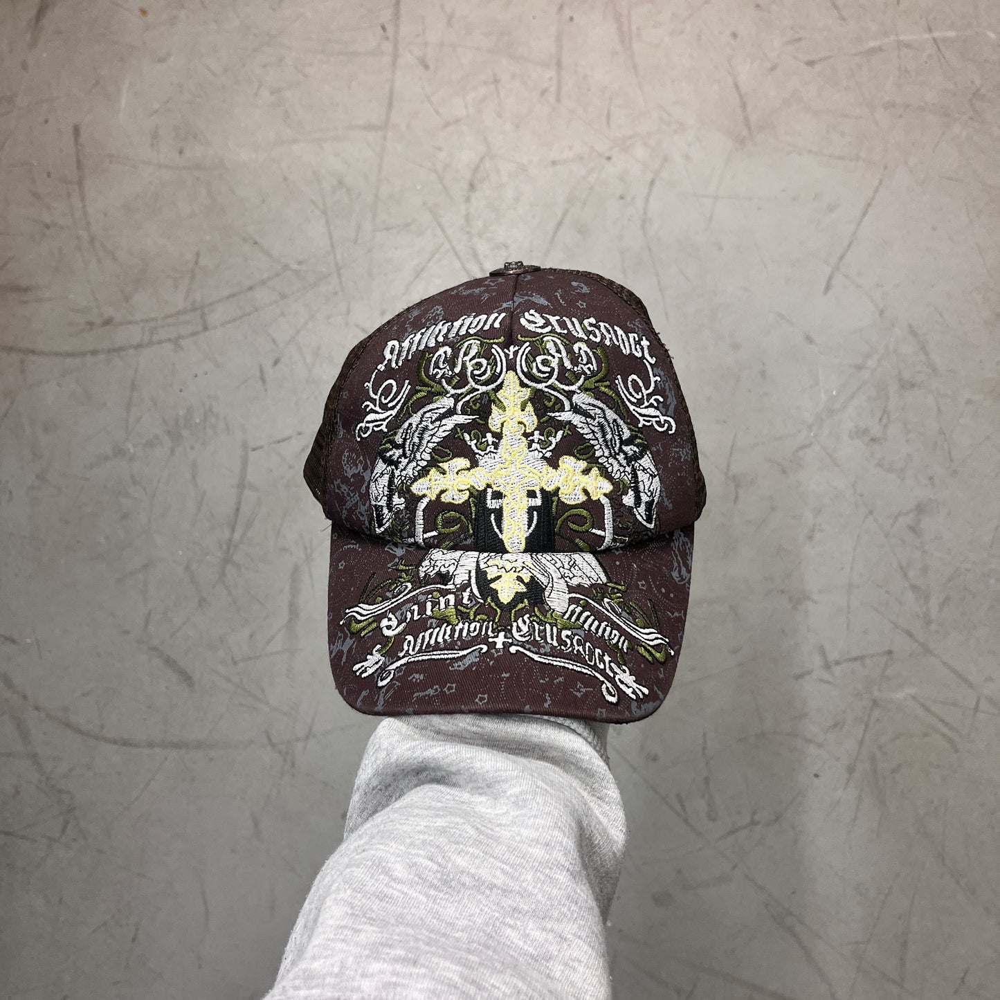 AFFLICTION BROWN TRUCKER CAP Y2K