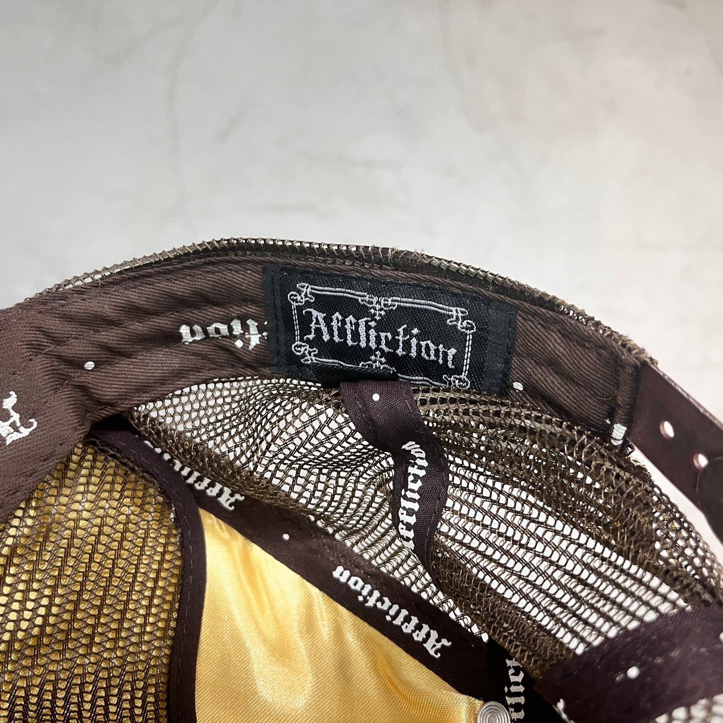 AFFLICTION BROWN TRUCKER CAP Y2K