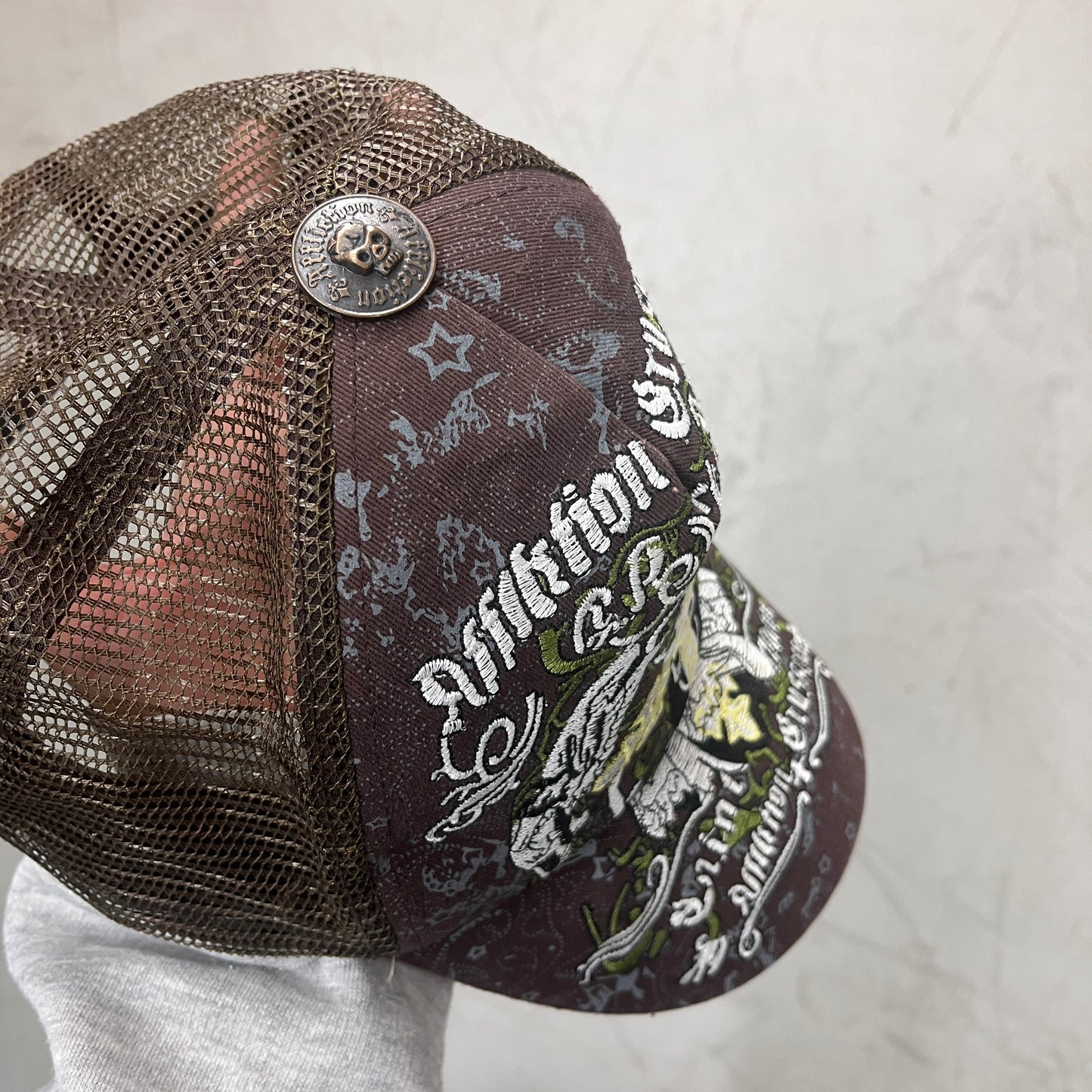 AFFLICTION BROWN TRUCKER CAP Y2K