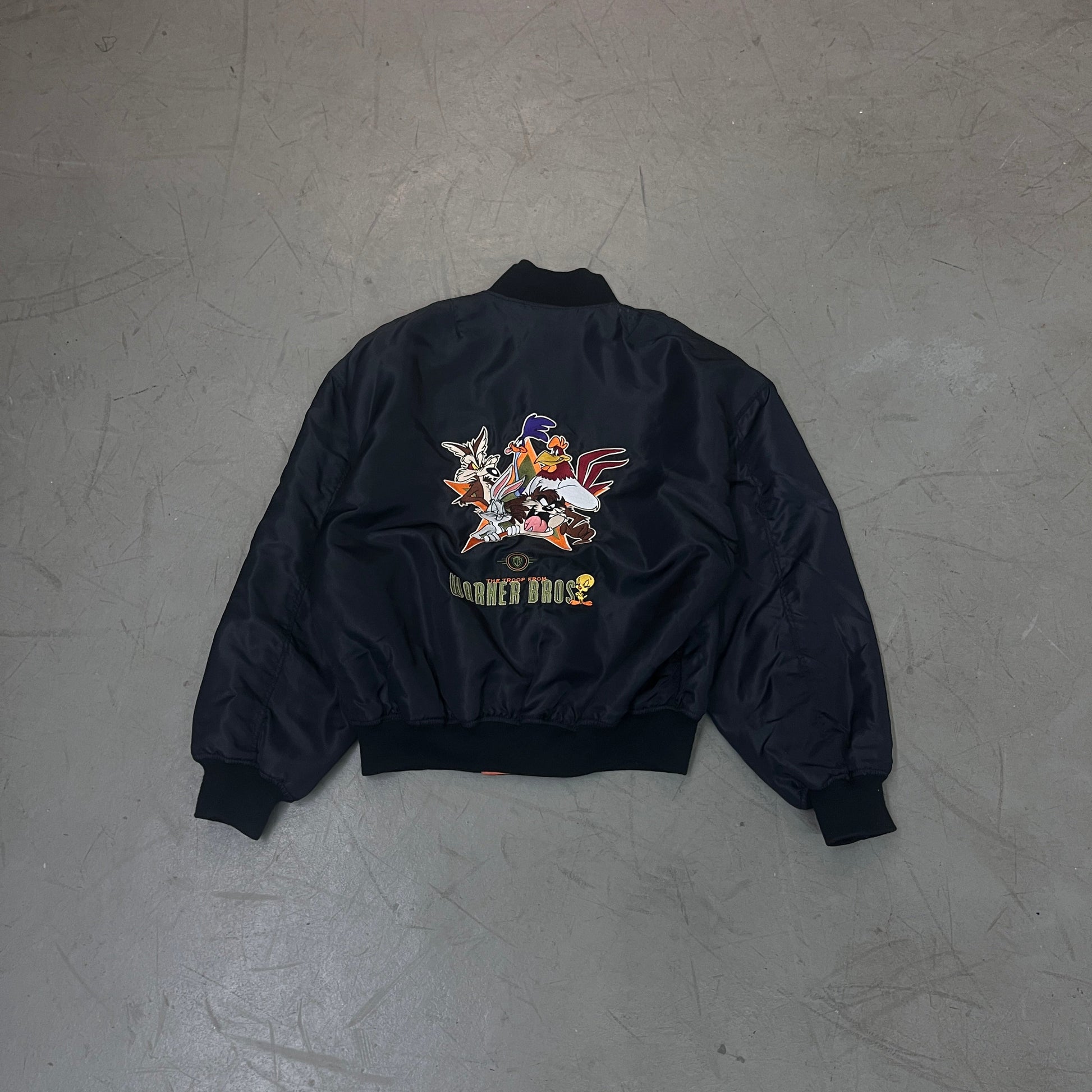 vintage 90s warner bros looney tunes bomber jacket