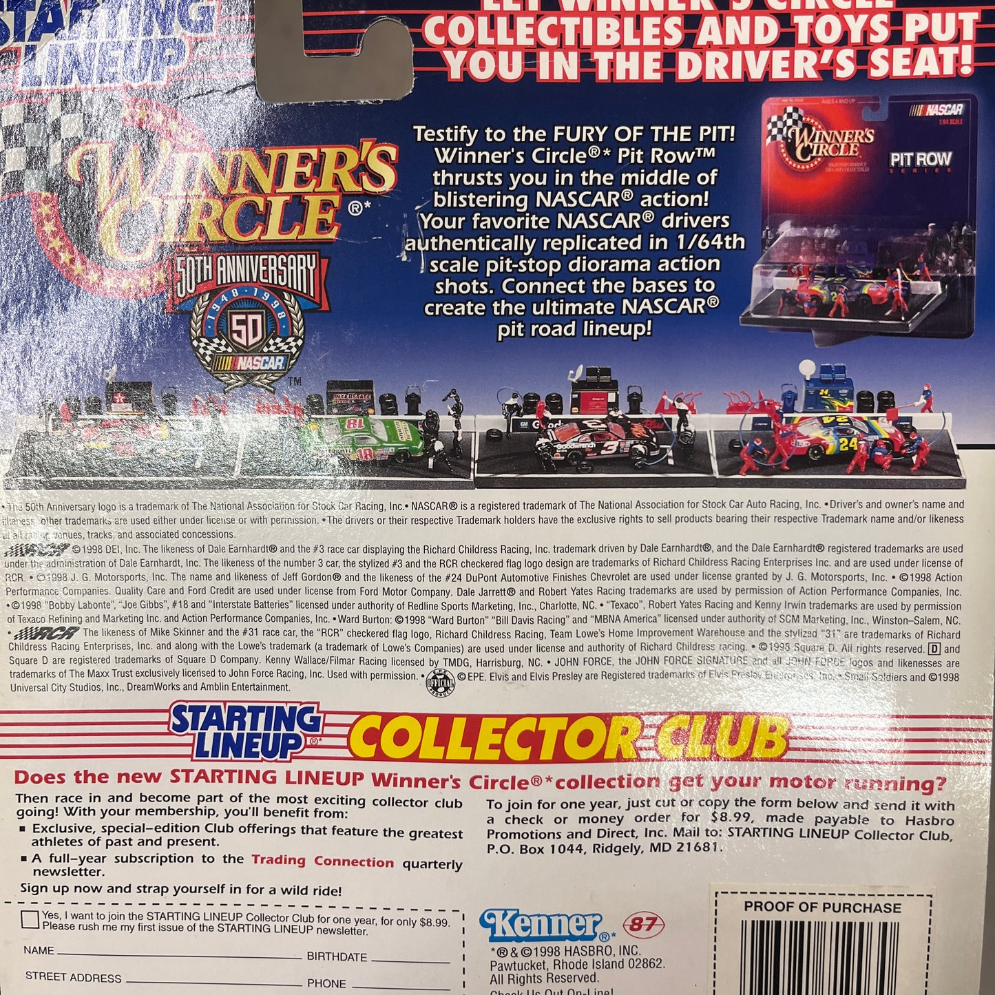 JEFF GORDON STARTING LINE UP WINNERS CIRCLE COLLECTIBLE 1998