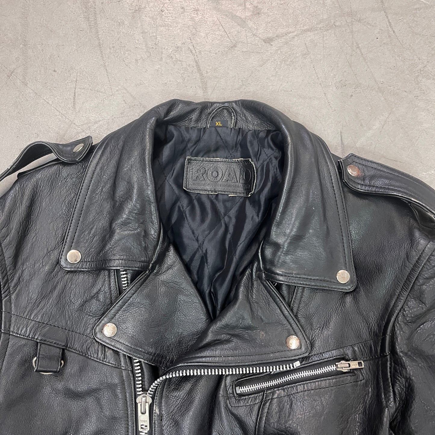 ROAD BLACK LEATHER BIKER HACKET 80s [XL]