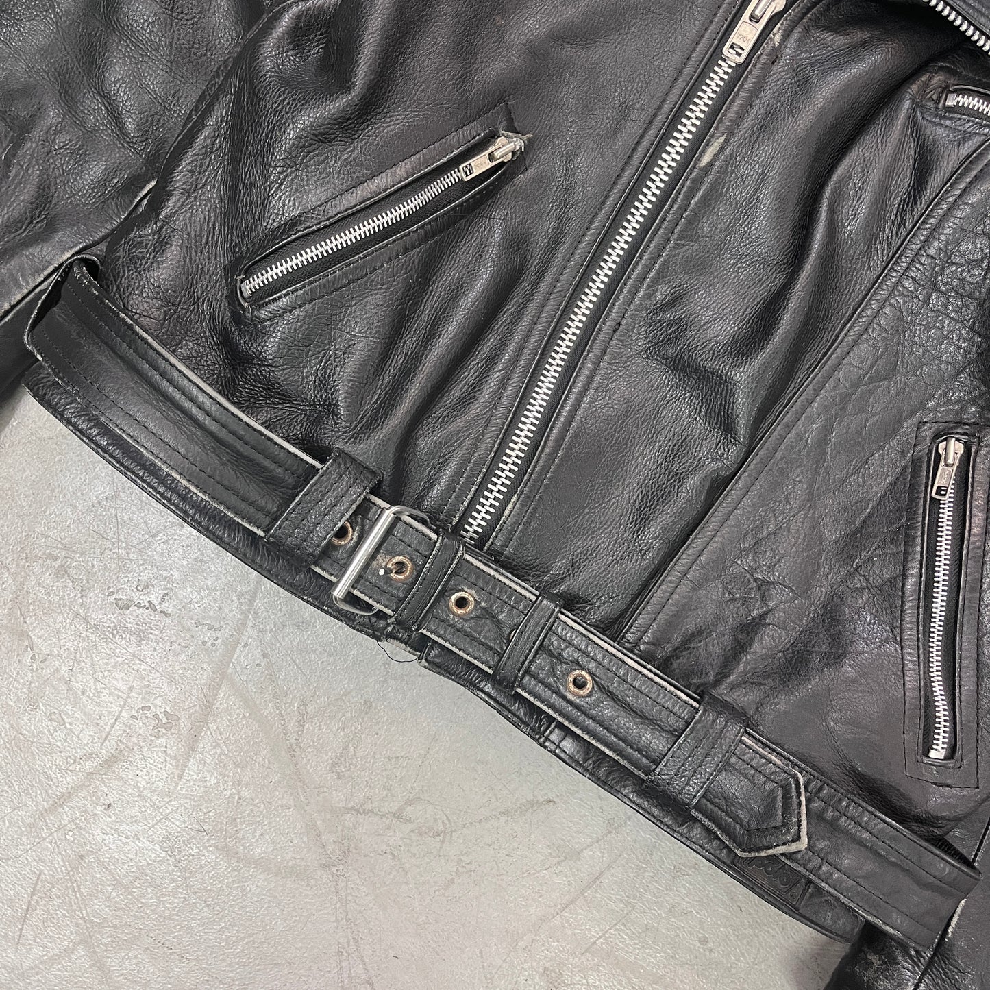 ROAD BLACK LEATHER BIKER HACKET 80s [XL]