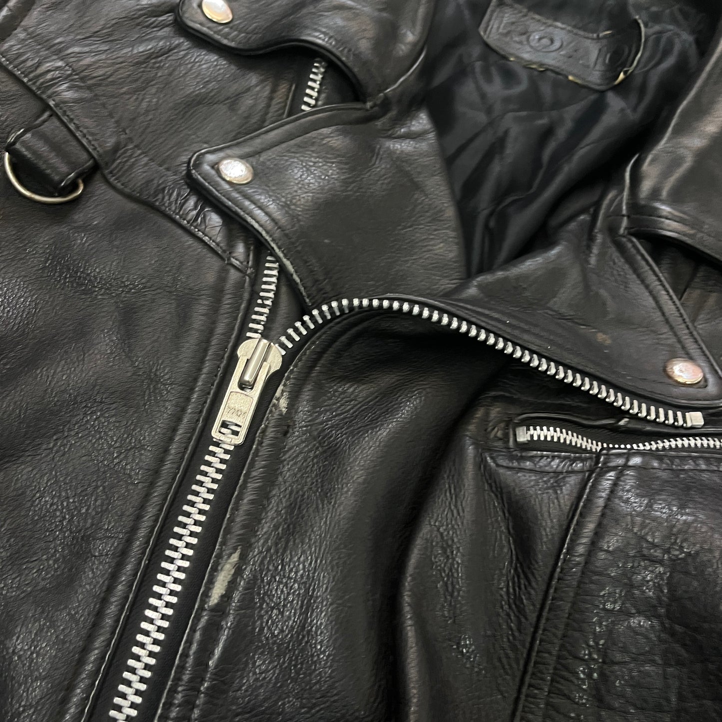 ROAD BLACK LEATHER BIKER HACKET 80s [XL]