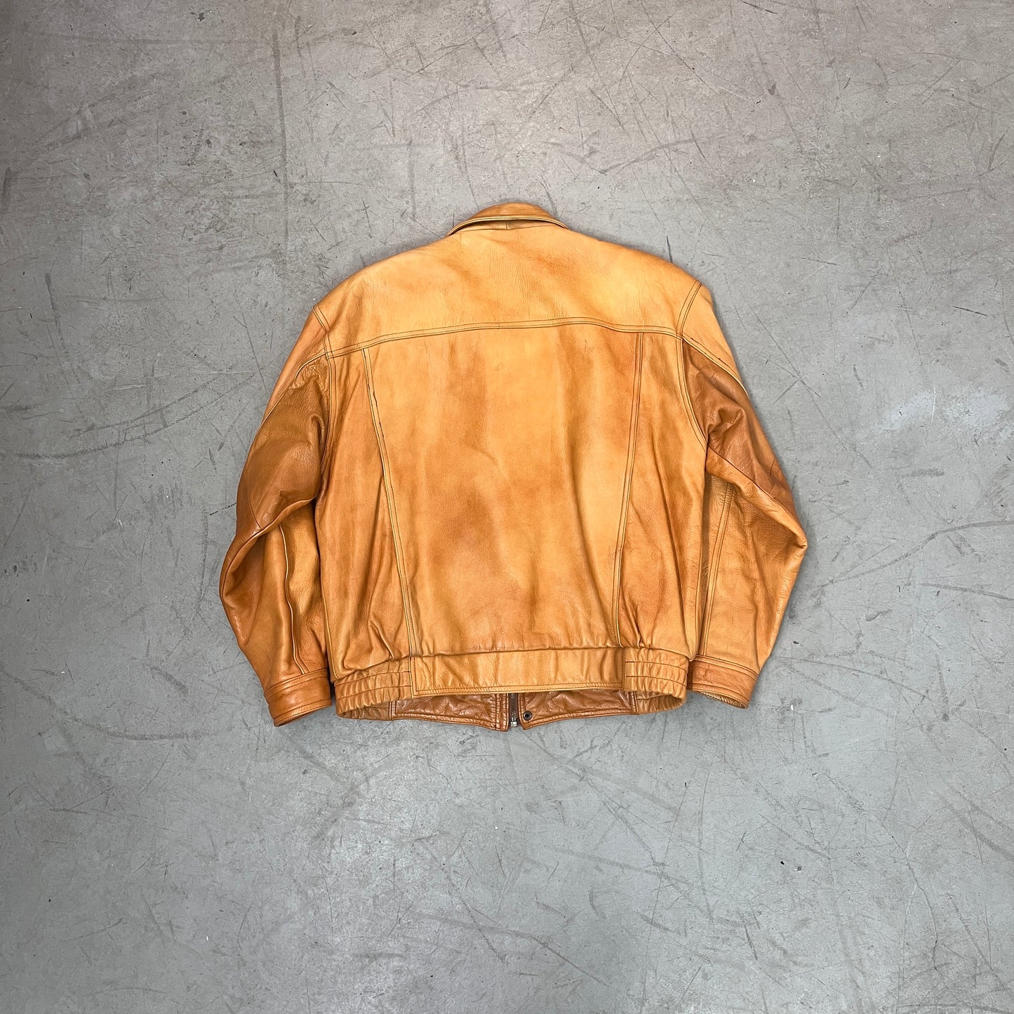 LEATHER JACKET MUSTARD BROWN 80s