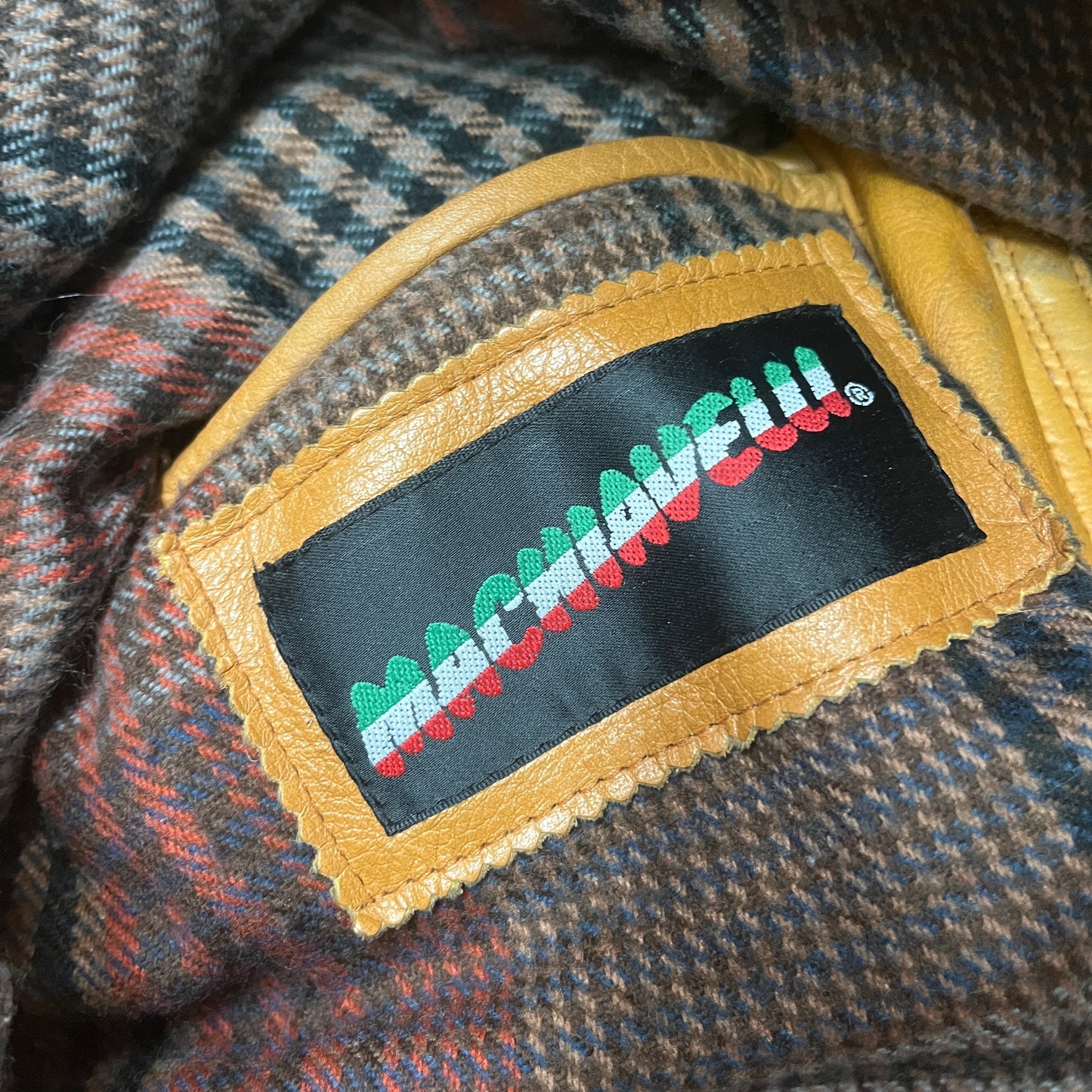 LEATHER JACKET MUSTARD BROWN 80s