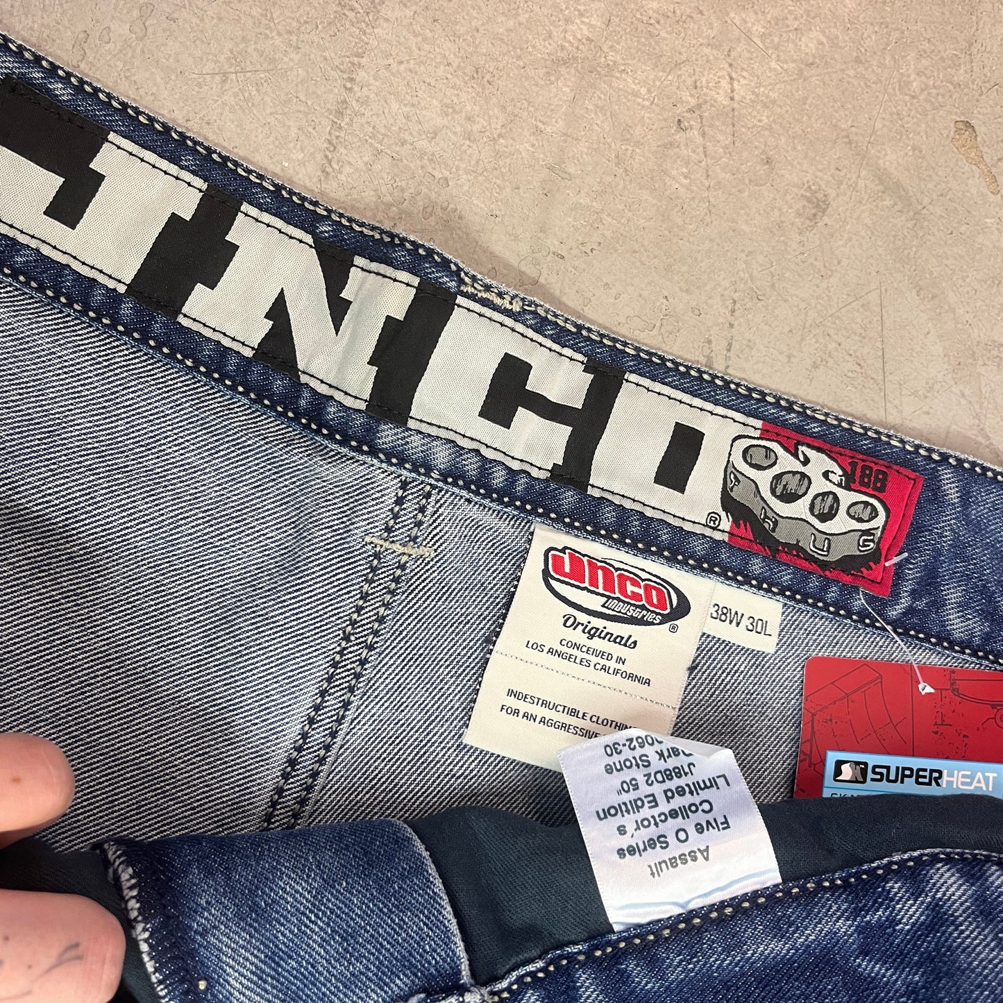 JNCO THUG DARK STONE DENIM PANTS 38W 30L