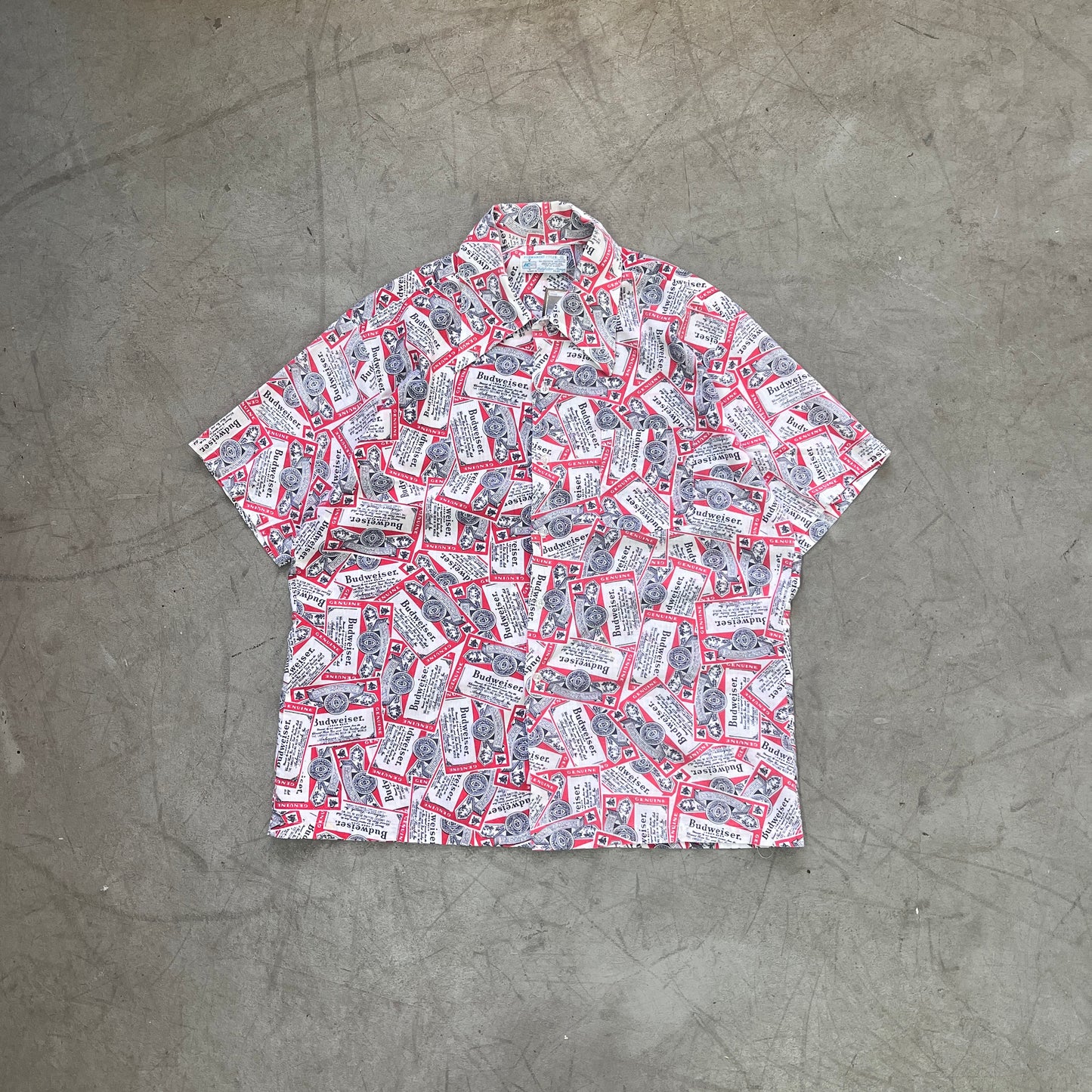 BUDWEISER AOP BUTTON UP 70s [XL]