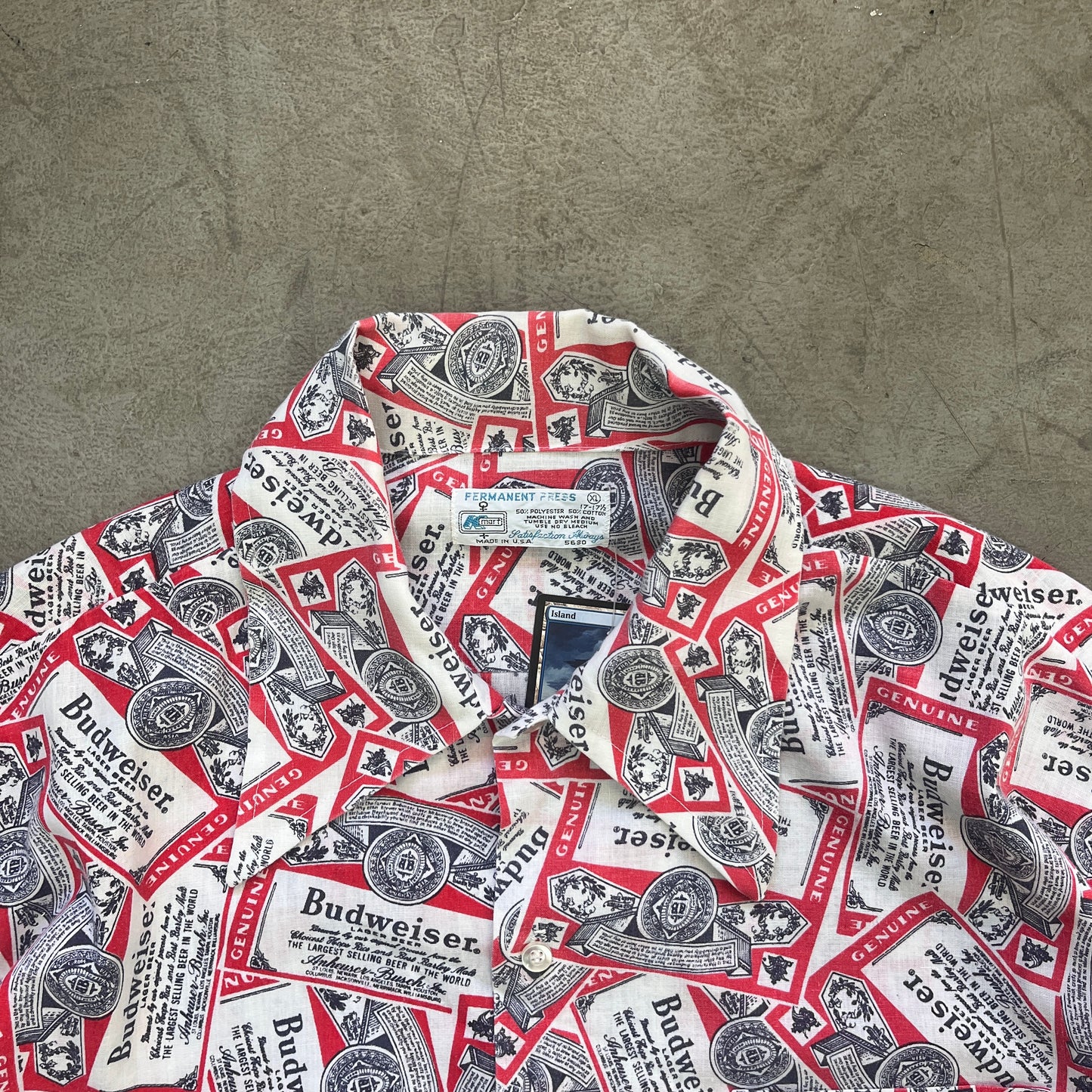 BUDWEISER AOP BUTTON UP 70s [XL]