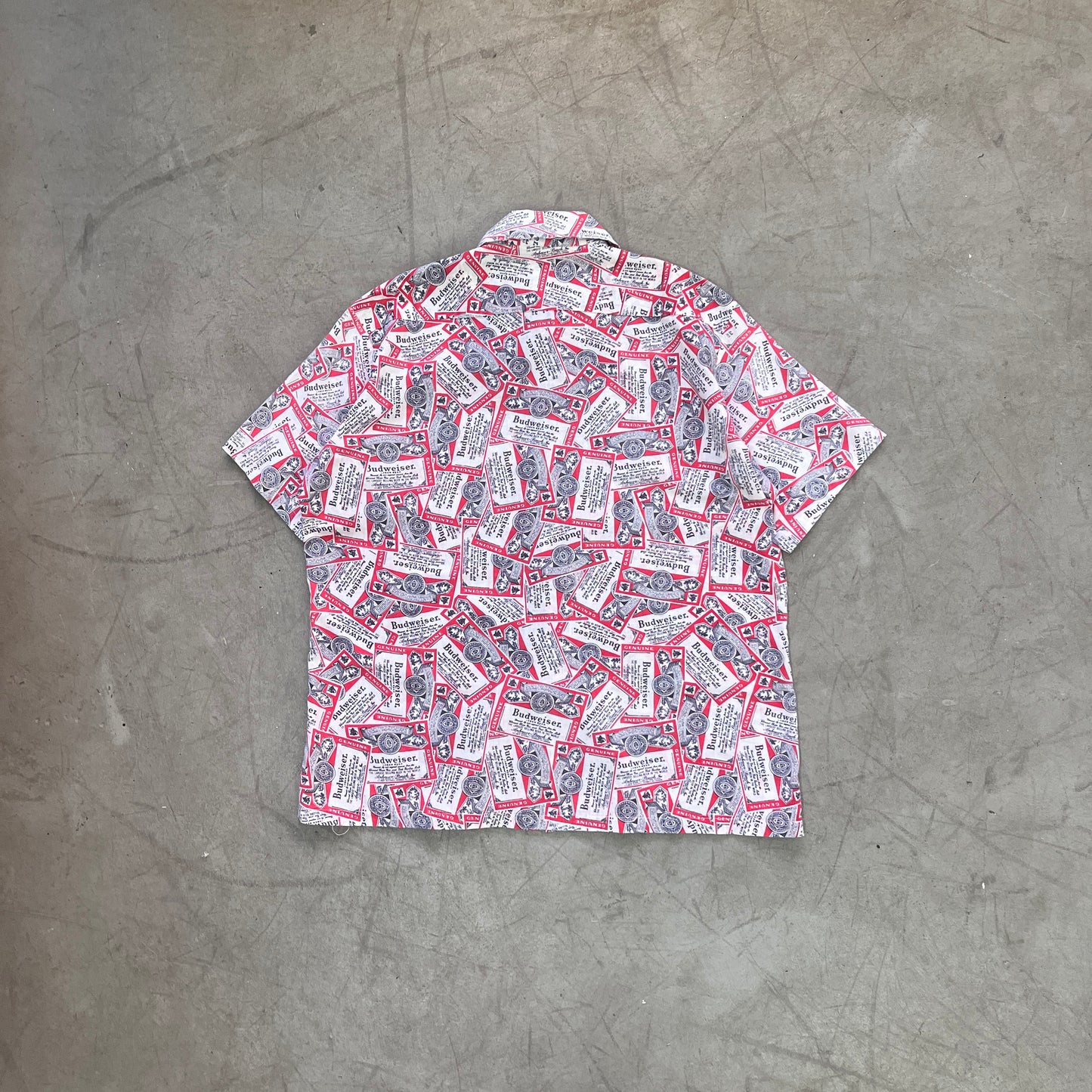 BUDWEISER AOP BUTTON UP 70s [XL]