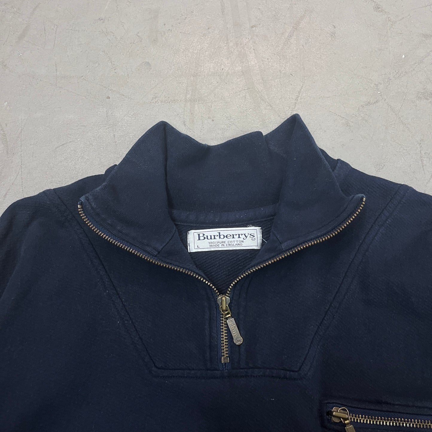 BURBERRYS NAVY 1/4 ZIP EARLY 90s [L]