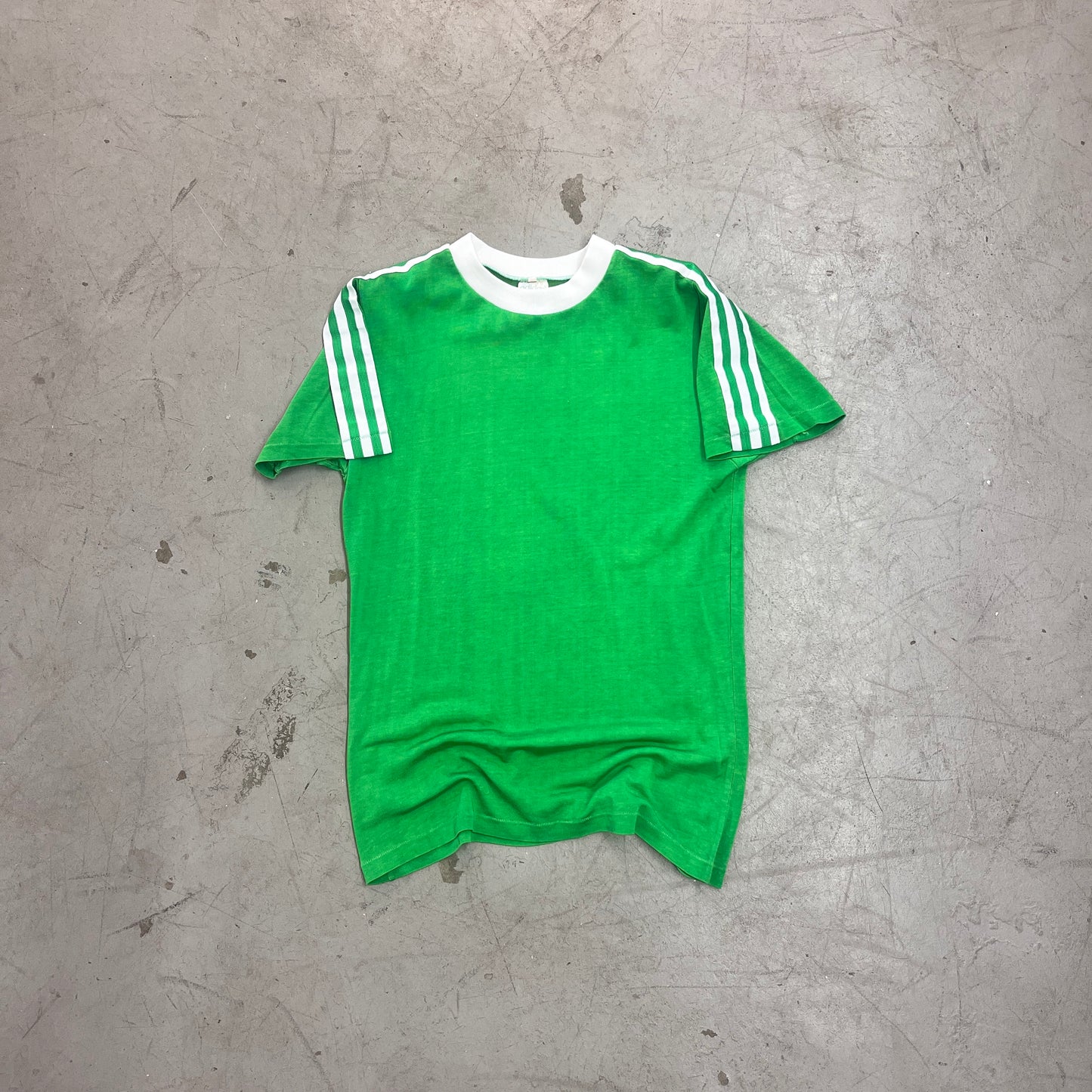 ADIDAS GREEN FINE KNIT JERSEY 80s  [M]