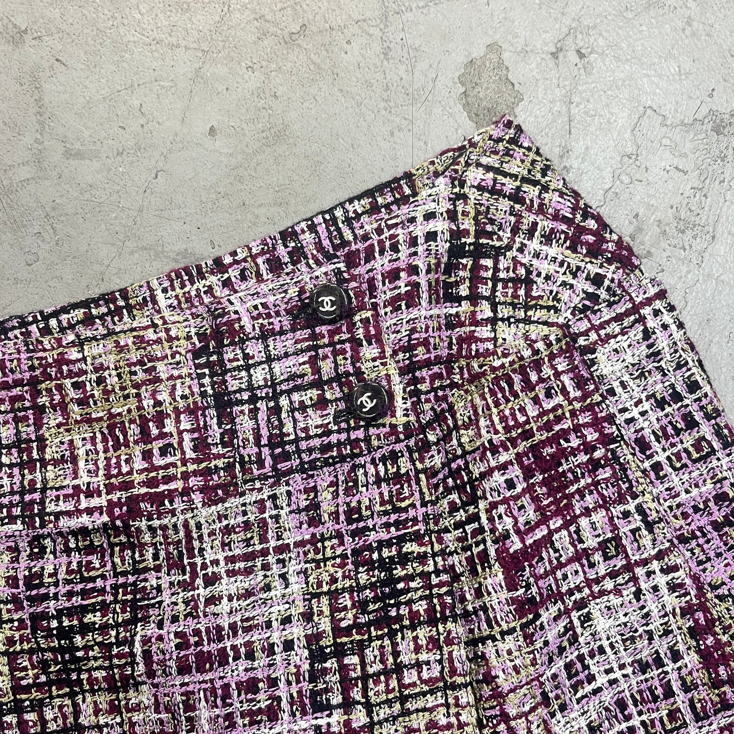CHANEL PINK TWEED MINI SKIRT 90s [38]