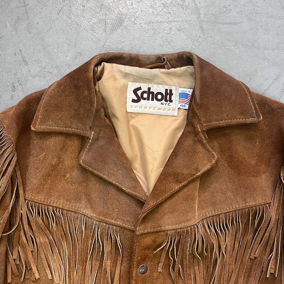 SCHOTT NYC SUEDE FRINGE JACKET LATE 1970S/80s [L/XL, 44]