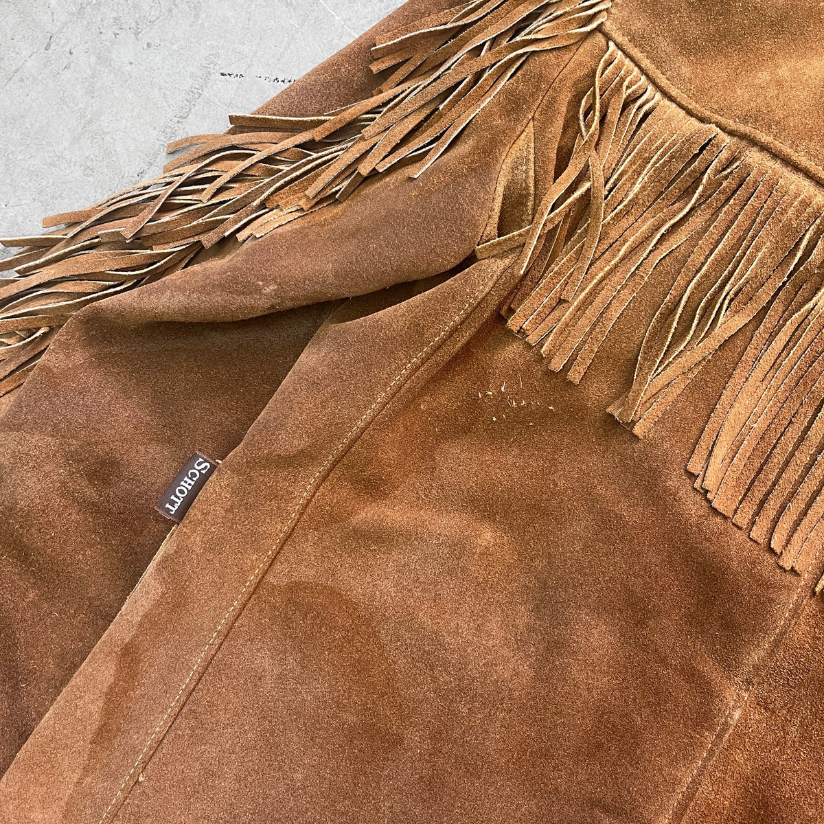 SCHOTT NYC SUEDE FRINGE JACKET LATE 1970S/80s [L/XL, 44]
