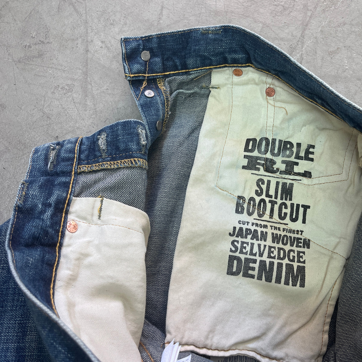 DOUBLE RL SELVEDGE SLIM BOOTCUT JAPANESE SELVEDGE DENIM 36/32