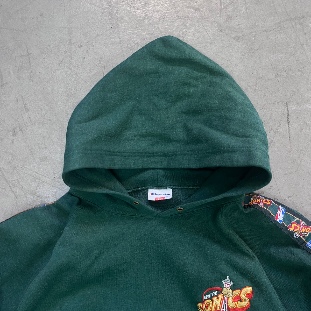 CHAMPION SEATTLE SUPERSONICS HOODIE 90s [XL]