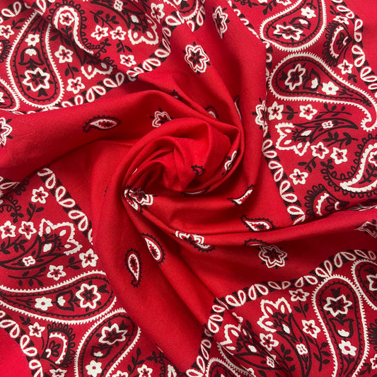 RED PAISLEY BANDANA MADE IN USA EARLY 90s