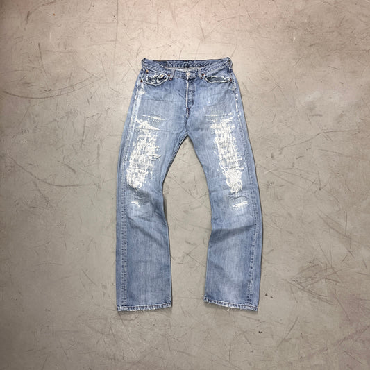 LEVIS 501 REPAIRED DENIM 32W/34L