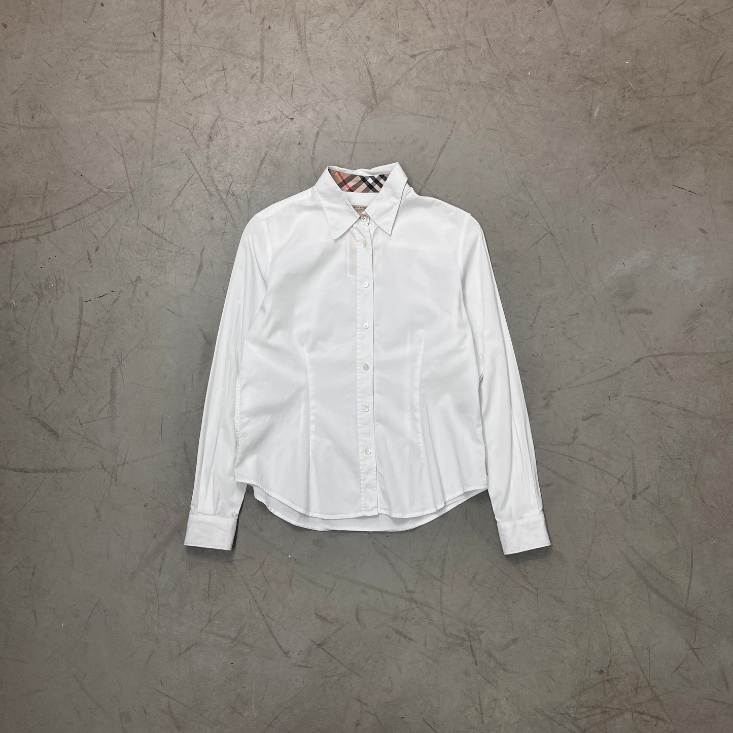 VINTAGE BURBERRY WHT COTTON SHIRT [M]