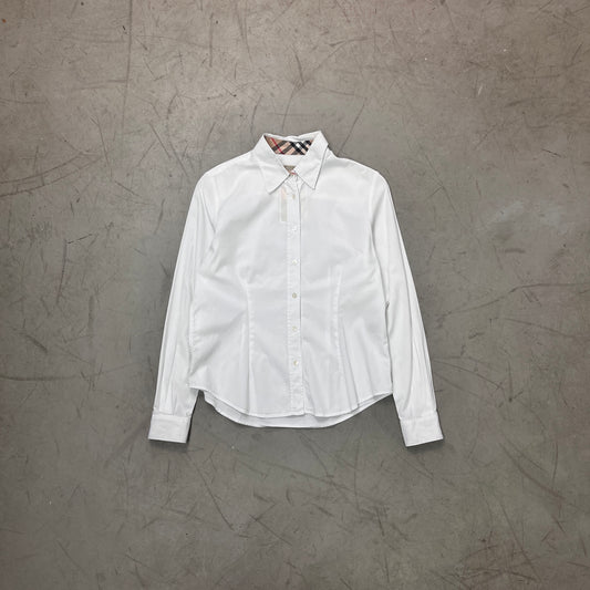 VINTAGE BURBERRY WHT COTTON SHIRT [M]