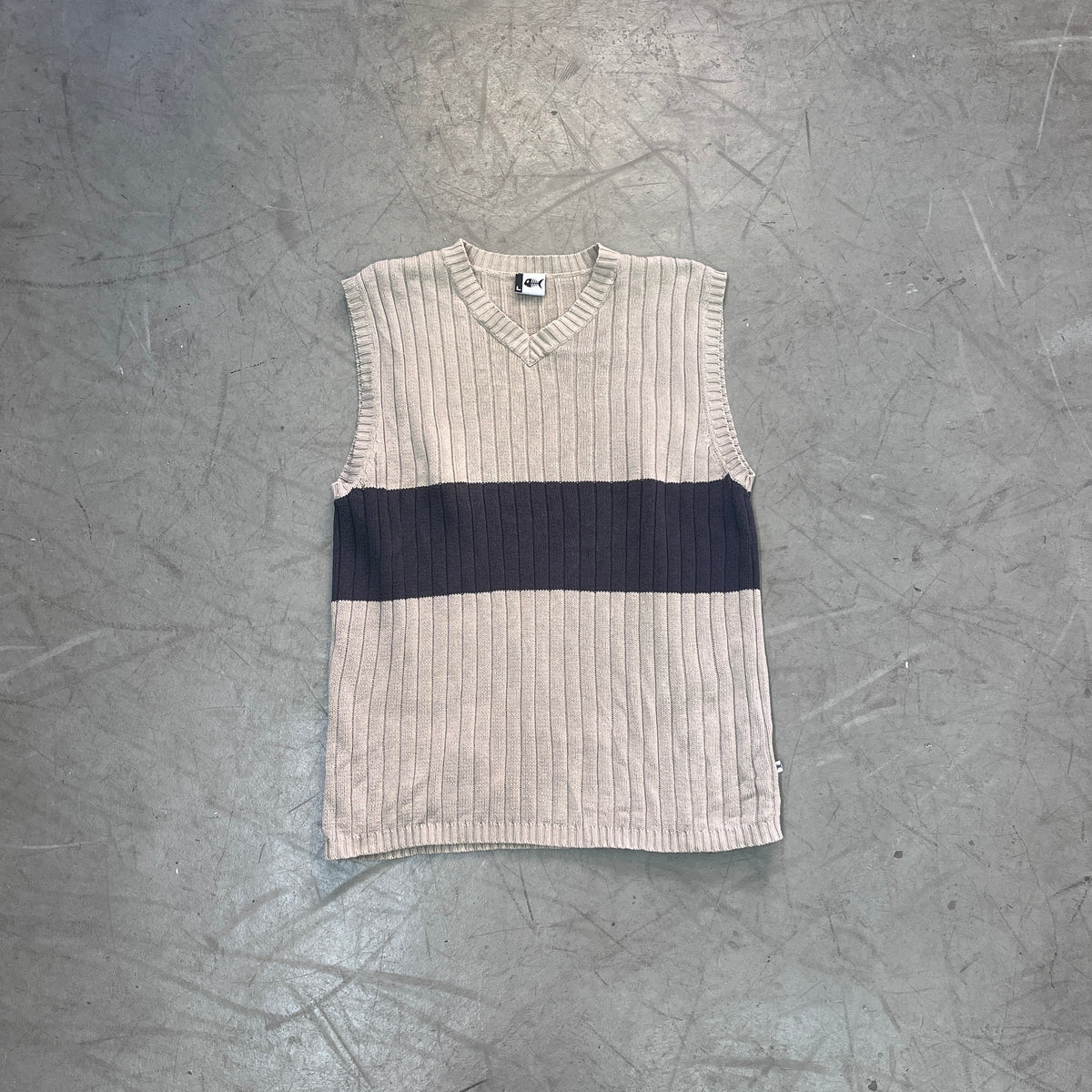 FISHBONE KNIT VEST Y2K [L]