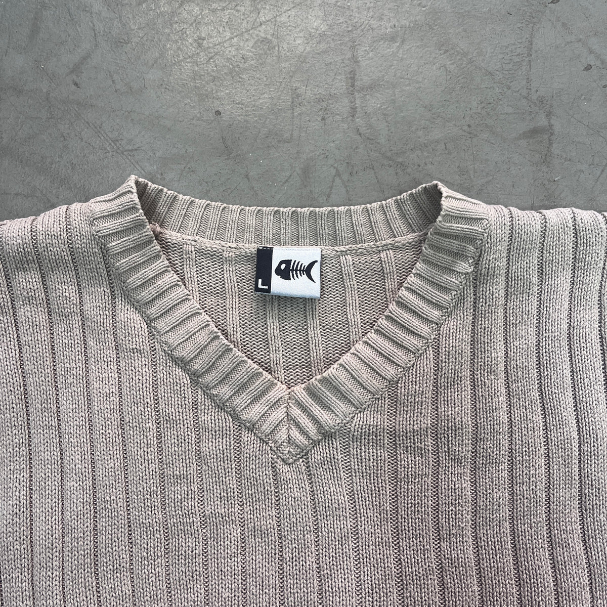 FISHBONE KNIT VEST Y2K [L]