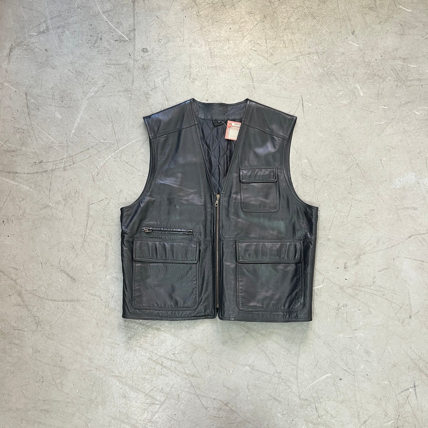 LEATHER UTILITY VEST BLK [56]