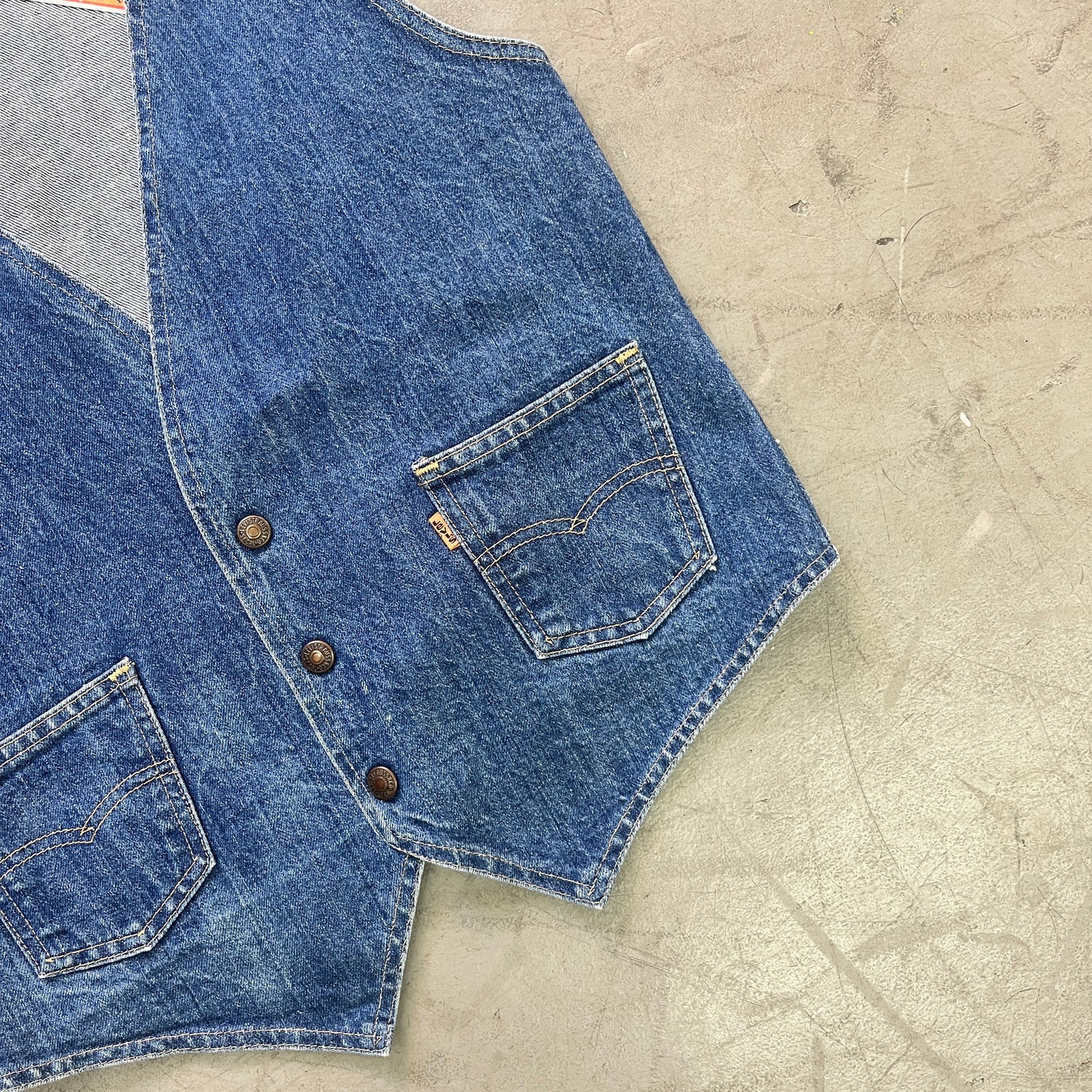 LEVIS DENIM VEST ORANGE TAB EARLY 80s [M]