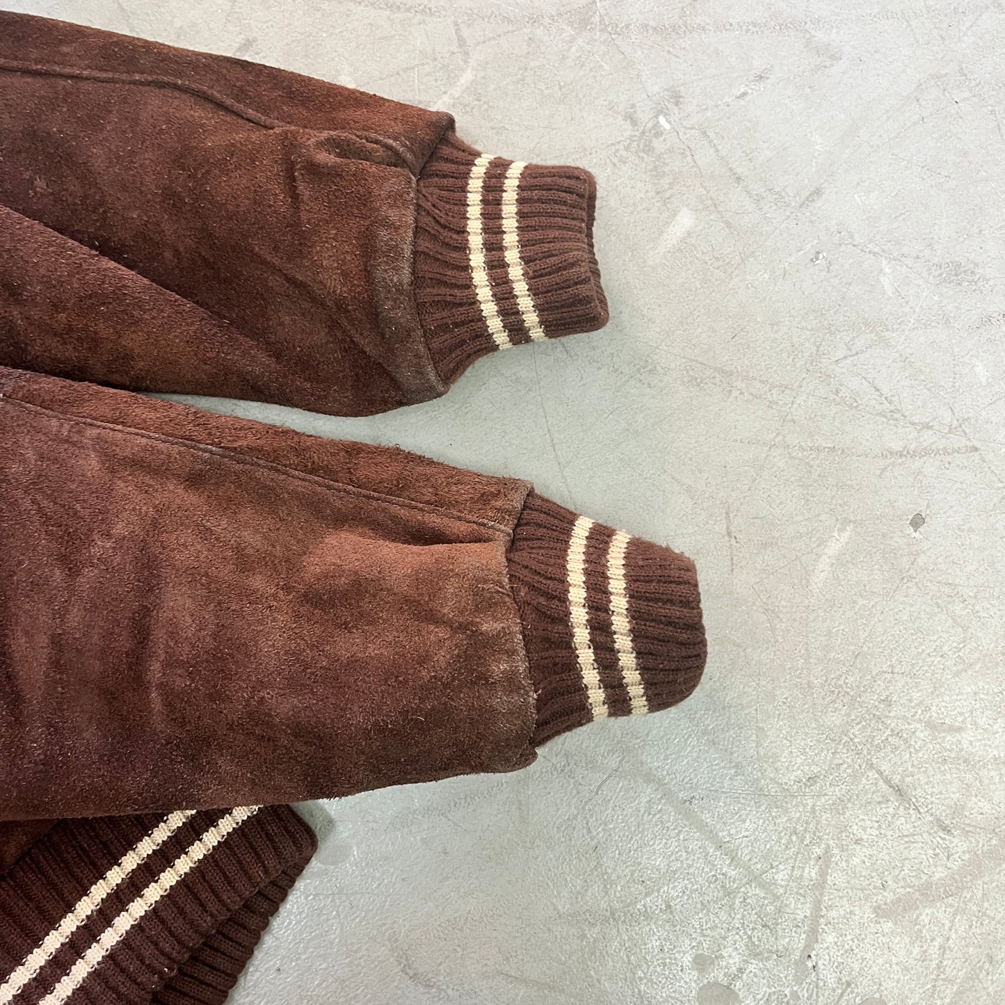 BROWN LEATHER SUEDE BOMBER JACKET 70s [M/L]
