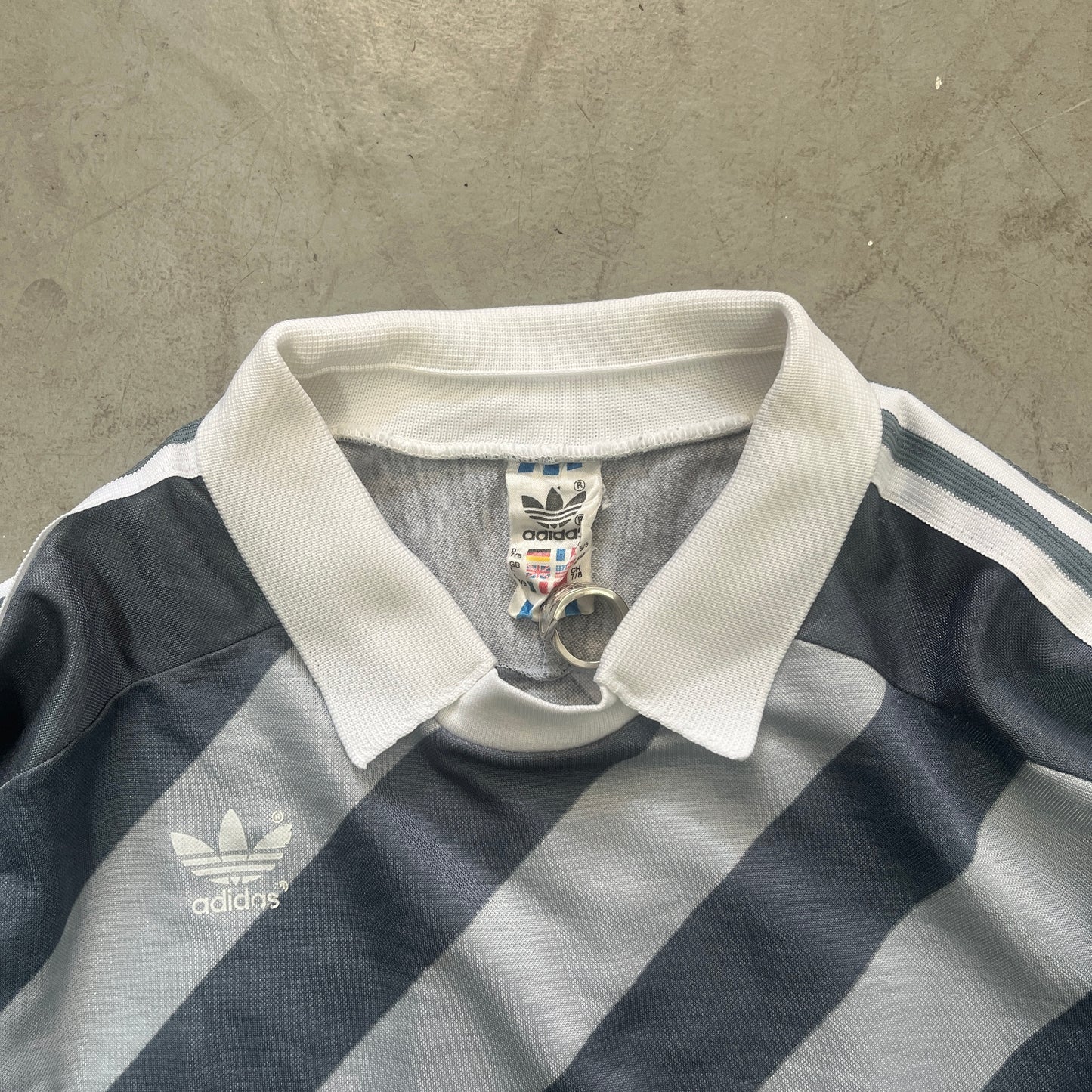 ADIDAS GOALKEEPER DIAGONAL STRIPE SILVER LATE 80s [L]
