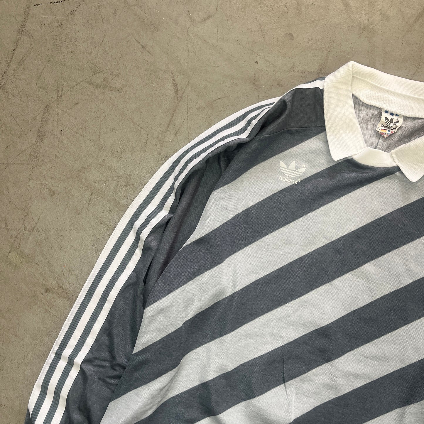 ADIDAS GOALKEEPER DIAGONAL STRIPE SILVER LATE 80s [L]