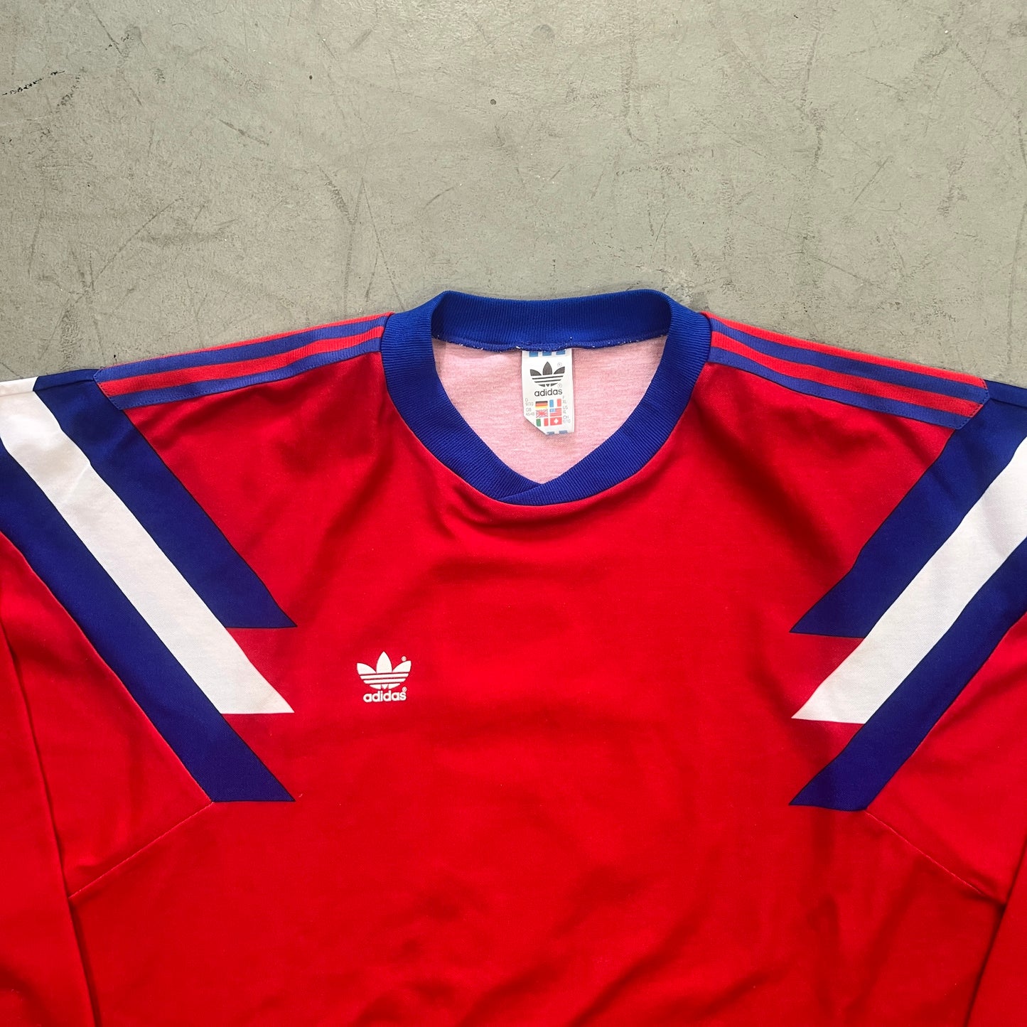 ADIDAS RED/BLU TEMPLATE LONGSLEEVE LATE 80S [XL]
