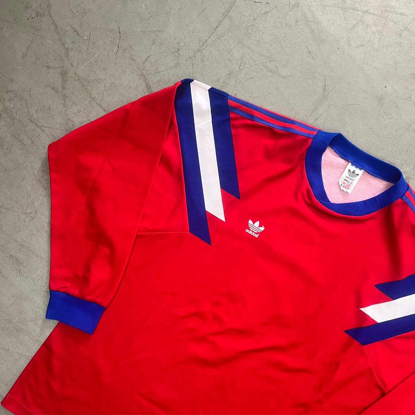 ADIDAS RED/BLU TEMPLATE LONGSLEEVE LATE 80S [XL]