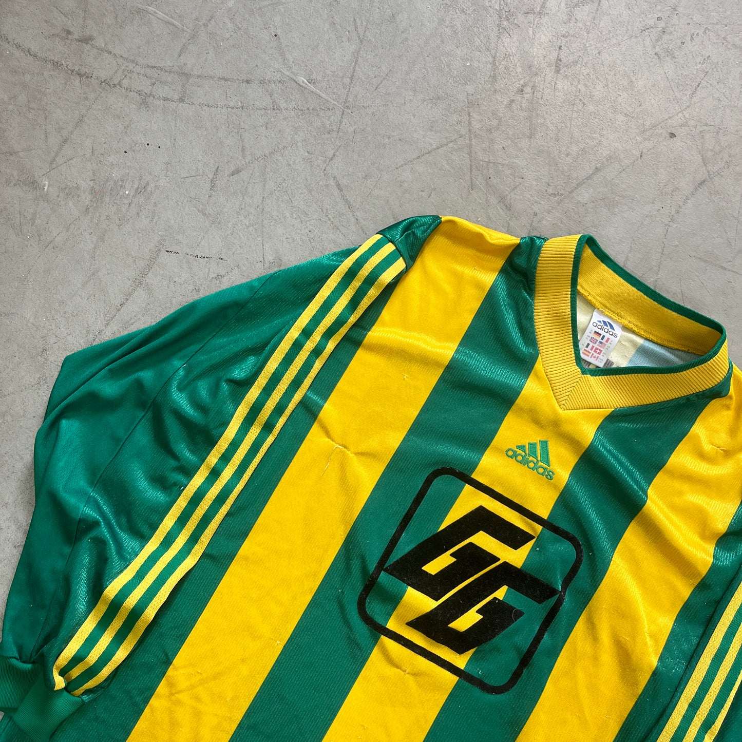 ADIDAS GRN/YELLOW LONGSLEEVE 90s [XL]